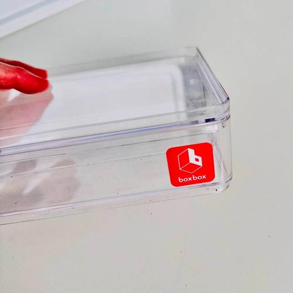 BoxBox Clear Acrylic Long 3 Compartment Makeup Jewelry Organizer Box w Lid! 11”